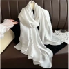 Khăn choàng lụa trơn cao cấp 180x70cm mềm rủ - Đẹp cho áo dài, váy, giảm giá 75k 2