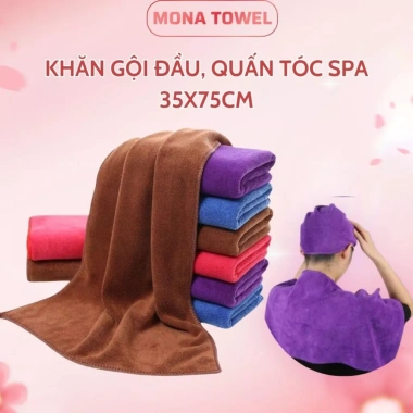Khăn gội đầu quấn đầu spa DÀY 35x75cm - Thấm hút đa năng cho salon - 12.000đ 2