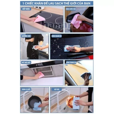 Khăn Lau Bàn Bếp 30x40 Siêu Thấm, Không Rụng Sợi, Vải Da Cá - Lau Ô Tô Cao Cấp, 12.500đ
