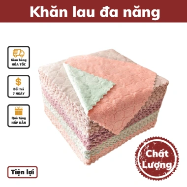 Khăn Lau Bếp 25x25 Đa Năng 2 Mặt Lông Siêu Mềm Siêu Thấm Giá chỉ 12.000 VND
