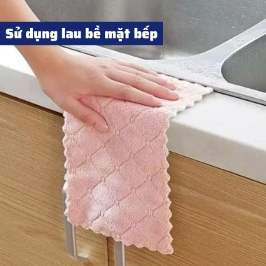 Khăn Lau Bếp 25x25 Đa Năng 2 Mặt Lông Siêu Mềm Siêu Thấm Giá chỉ 12.000 VND