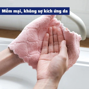 Khăn Lau Bếp 25x25 Đa Năng 2 Mặt Lông Siêu Mềm Siêu Thấm Giá chỉ 12.000 VND