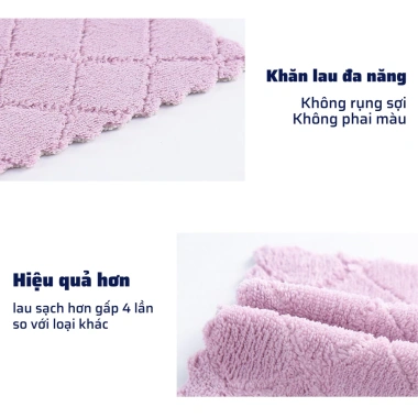 Khăn Lau Bếp 25x25 Đa Năng 2 Mặt Lông Siêu Mềm Siêu Thấm Giá chỉ 12.000 VND