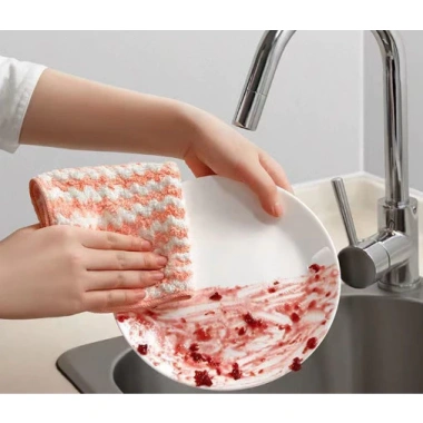 Khăn lau bếp đa năng 25x25 cm - Siêu thấm 2 mặt, kháng khuẩn, 3 màu, chỉ 18.000₫
