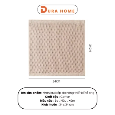 Khăn Lau Bếp Đa Năng Cotton Tổ Ong Siêu Thấm Hút Dễ Giặt Sạch DURAHOME 26.499 VND
