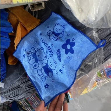 Khăn lau bếp họa tiết gấu 30x30cm - lau ô tô, bàn, chén đĩa, móc treo, hàng Việt Nam 5