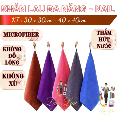Khăn lau đa năng vuông COMBO 10 - không sổ lông, thấm hút, sạch cho nail, móng, bếp 59k