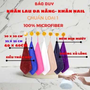 Khăn lau đa năng vuông COMBO 10 - không sổ lông, thấm hút, sạch cho nail, móng, bếp 59k