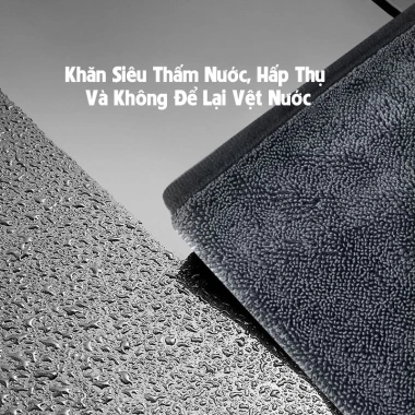 Khăn Lau Khô Ô tô Xe Máy Cao Cấp Siêu Thấm Hút – Không Đổ Lông, 30x30 & 40x60cm, Viền Xám Đen 3