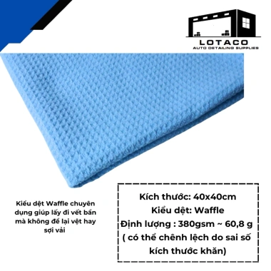 Khăn lau kính ô tô WAFFLE cao cấp LOTACO 40x40 cm không để lại vệt, không xướt 8
