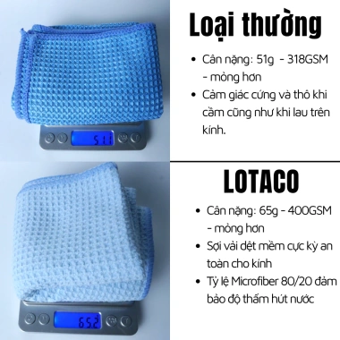 Khăn lau kính ô tô WAFFLE cao cấp LOTACO 40x40 cm không để lại vệt, không xướt 9