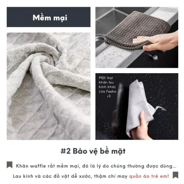 Khăn lau kính Waffe FEEKA microfiber có móc treo – Không rụng lông, siêu xịn, chỉ 20.000₫ 4