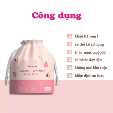 Khăn lau mặt 1 lần Animerry giấy khô và ướt đa năng cuộn 40 tờ du lịch giá 46k 4
