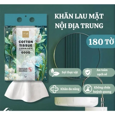 Khăn lau mặt khô đa năng 100% cotton dùng 1 lần – Cotton Tissue rút, túi 800g, giá ưu đãi 109.000₫