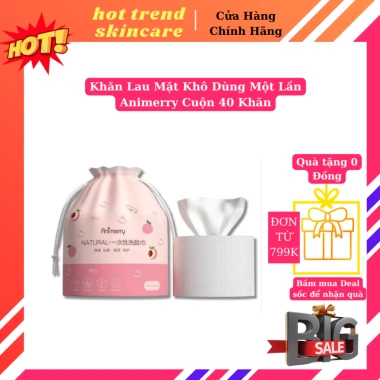 Khăn Lau Mặt Khô Dùng Một Lần Animerry - Cuộn 40 Khăn, Giá Chỉ 10.000đ