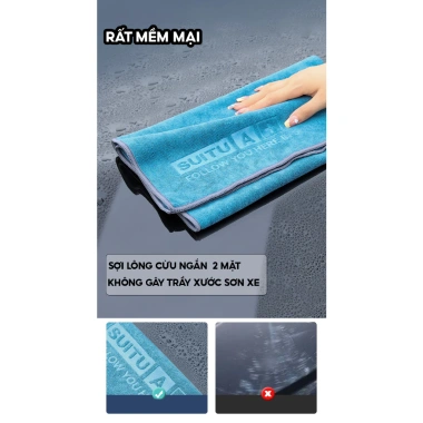 Khăn lau ô tô Focar vải lông cừu – hút ấm, hút bụi, không xước sơn, 47.000₫