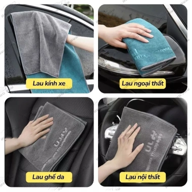 Khăn lau ô tô Microfiber dày cao cấp Siêu thấm, không đổ lông, đa dụng, chỉ 39.800đ 9