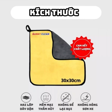 Khăn Lau Ô Tô Microfiber Hai Mặt Vàng Xám - Giá 9.000 VND, Siêu Thấm Hút, Dễ Vệ 5