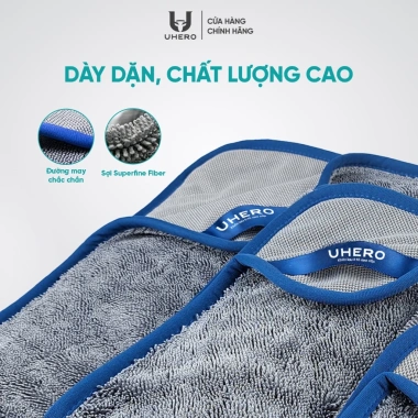 Khăn lau ô tô UHero 40x40cm 650gsm - Thấm hút, mềm mịn, không trầy xước 5