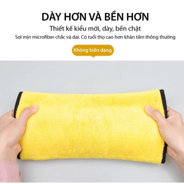 Khăn lau ô tô xe hơi 2 lớp cao cấp màu vàng xám - Siêu sạch, thấm hút, tái sử dụng 4