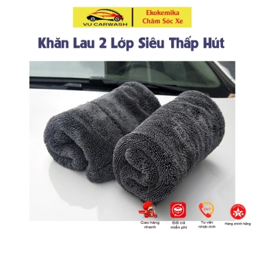 Khăn Lau Ô Tô Xe Máy 2 Lớp Microfiber Siêu Thấp Hút 40x40cm Giá chỉ 85.000đ