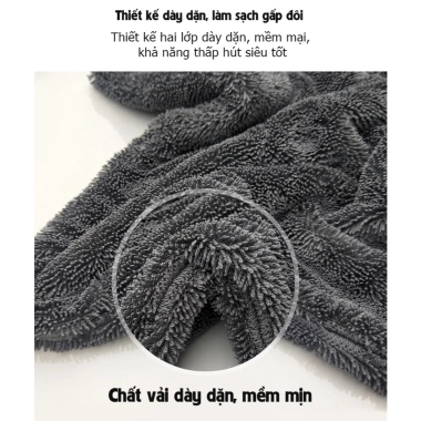 Khăn Lau Ô Tô Xe Máy 2 Lớp Microfiber Siêu Thấp Hút 40x40cm Giá chỉ 85.000đ