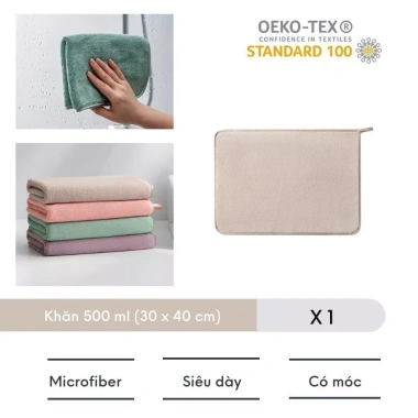 Khăn lau tay bếp microfiber cao cấp, móc treo sang trọng, siêu thấm – 25.000₫
