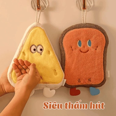 Khăn Lau Tay Siêu Thấm Hút Hình Bánh Mì Hoạt Hình Dễ Thương - Treo Bếp, Tắm, Lau Khô Nhanh 20k 2 Khăn Lau Tay Siêu Thấm Hút Hình Bánh Mì Hoạt Hình Dễ Thương - Treo Bếp, Tắm, Lau Khô Nhanh 20k 2