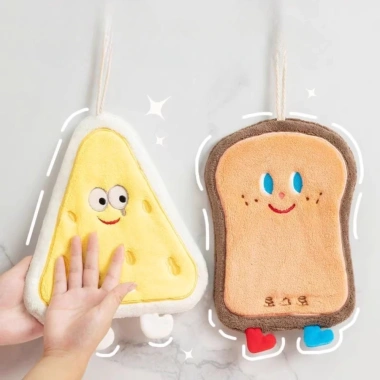 Khăn Lau Tay Siêu Thấm Hút Hình Bánh Mì Hoạt Hình Dễ Thương - Treo Bếp, Tắm, Lau Khô Nhanh 20k