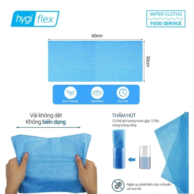 Khăn lau vải không dệt Hygi Flex Wiper Cloths xanh dương 30x60cm 20 cái - Giá 108k 2 Khăn lau vải không dệt Hygi Flex Wiper Cloths xanh dương 30x60cm 20 cái - Giá 108k 2