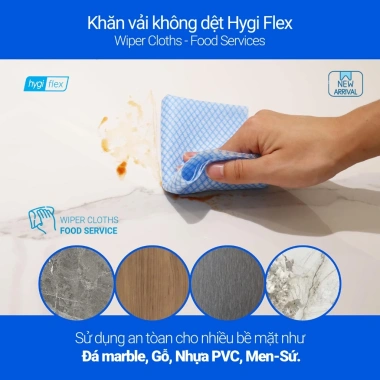 Khăn lau vải không dệt Hygi Flex Wiper Cloths xanh dương 30x60cm 20 cái - Giá 108k