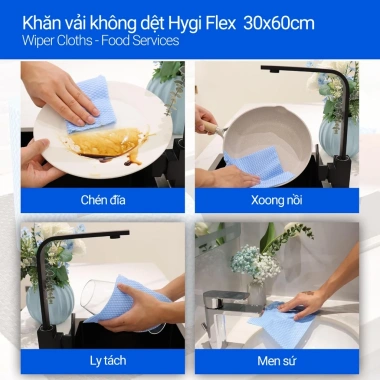 Khăn lau vải không dệt Hygi Flex Wiper Cloths xanh dương 30x60cm 20 cái - Giá 108k