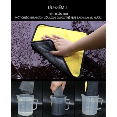 Khăn Lau Xe Hơi Ô Tô Cao Cấp Microfiber Siêu Thấm Không Rụng Lông Giá 12.000đ 6