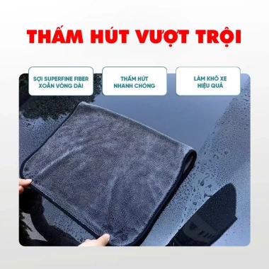 Khăn lau xe KT Lớn 60x160cm 650gsm - Siêu thấm hút, không trầy xước, xe máy & ô tô - 150.000đ 3 Khăn lau xe KT Lớn 60x160cm 650gsm - Siêu thấm hút, không trầy xước, xe máy & ô tô - 150.000đ 3