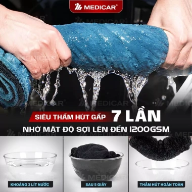 Khăn Lau Xe Ô Tô Microfiber 1.200GSM Medicar Dày Mềm Thấm Hút Mạnh Giá Ưu Đãi 263k 3