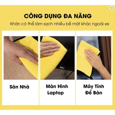 Khăn lau xe ô tô microfiber 2 lớp siêu thấm mềm - Cho ô tô & xe máy, giá 14.000₫ 4