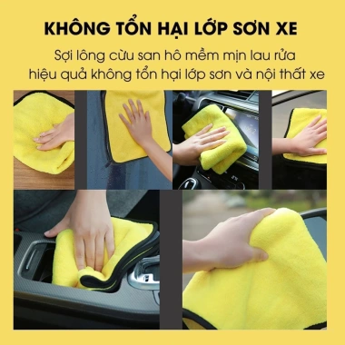 Khăn lau xe ô tô microfiber 2 lớp siêu thấm mềm - Cho ô tô & xe máy, giá 14.000₫ 5