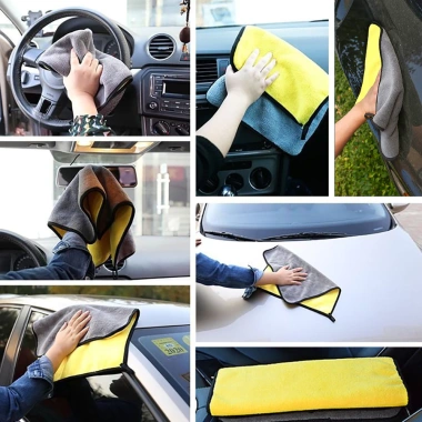 Khăn lau xe ô tô microfiber 2 lớp siêu thấm mềm - Cho ô tô & xe máy, giá 14.000₫ 7