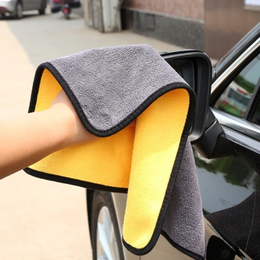 Khăn Lau Xe Ô Tô Microfiber 2 Mặt Vàng‑Xám Siêu Thấm, Dày Dặn, Không Đổ Lông – 9.791đ