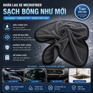 Khăn Lau Xe Ô Tô Siêu Thấm Superfine Fiber 650gsm - Cao Cấp Giá 29.000 VNĐ 6