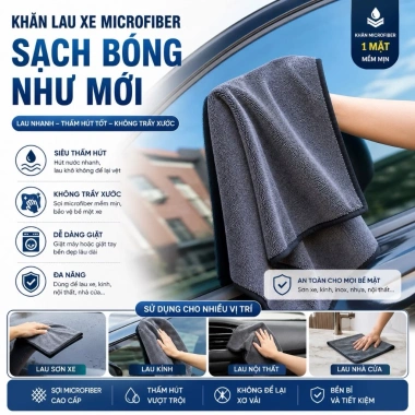 Khăn Lau Xe Ô Tô Siêu Thấm Superfine Fiber 650gsm - Cao Cấp Giá 29.000 VNĐ 7