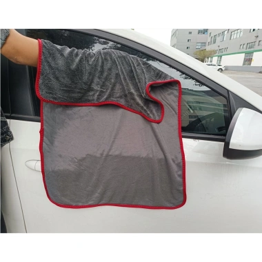 Khăn lau xe ô tô xe máy cao cấp siêu thấm 60x160cm viền đỏ không sơ rối