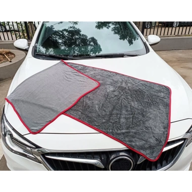 Khăn lau xe ô tô xe máy cao cấp siêu thấm 60x160cm viền đỏ không sơ rối