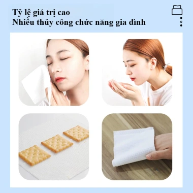 Khăn mặt dùng 1 lần 100% cotton - Khăn lau mặt đa năng, không gây kích ứng, tẩy trang chỉ 18.375₫