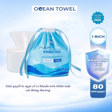 Khăn Mặt Khô 1 Lần Oceantowel Mềm Mịn, Siêu Thấm Hút, 100% Cotton Cao Cấp, 80 Khăn Cuộn Giá Ưu Đãi 24.999₫