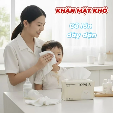 Khăn Mặt Khô 1 Lần Top Gia 5 Bịch - Siêu Mềm, An Toàn, Lau Khô & Ướt, Tẩy Trang, 37.000₫