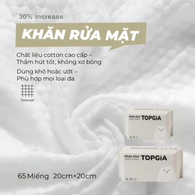 Khăn Mặt Khô 1 Lần Top Gia 5 Bịch - Siêu Mềm, An Toàn, Lau Khô & Ướt, Tẩy Trang, 37.000₫