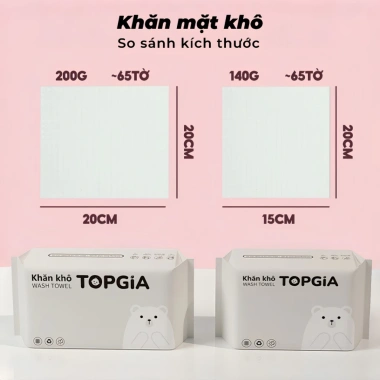 Khăn Mặt Khô 1 Lần Top Gia 5 Bịch - Siêu Mềm, An Toàn, Lau Khô & Ướt, Tẩy Trang, 37.000₫