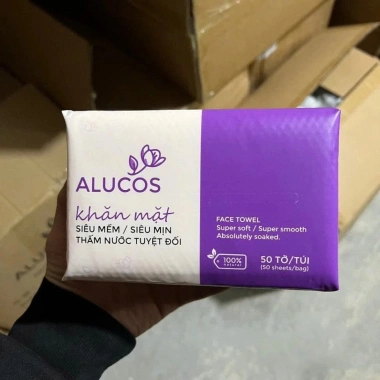 Khăn Mặt Khô Alucos Rút 1 Lần - Gói 50 Miếng Đa Năng, Thấm Nhanh, Giá 15,499 VND
