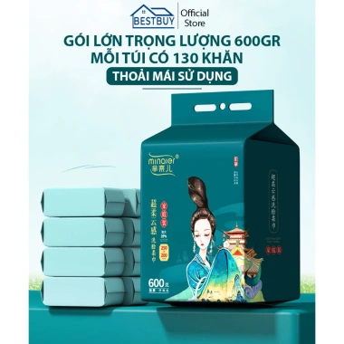 Khăn Mặt Khô Dùng 1 Lần Dạng Rút - Túi Treo Tường, Thấm Hút, Giá 85.000₫